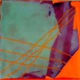 Orange lines - Mixed media and resin on canvas, 20 x20cm, framed