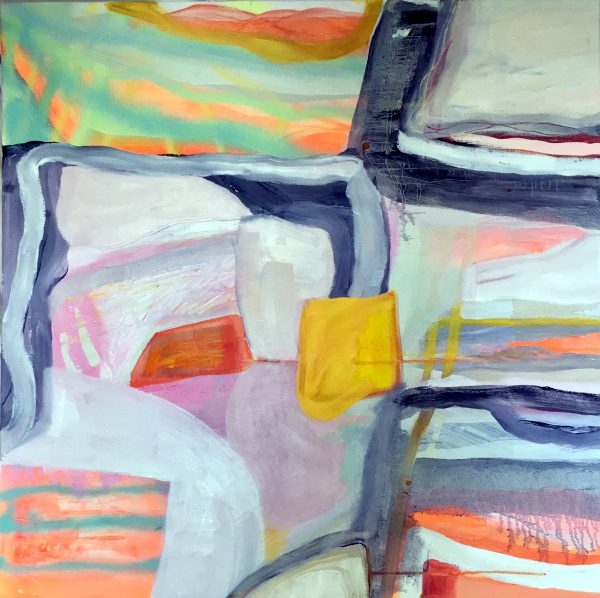 Opposites Attract, mixed media on canvas 90 x 90cm, 2017 Opposites Attract abstract