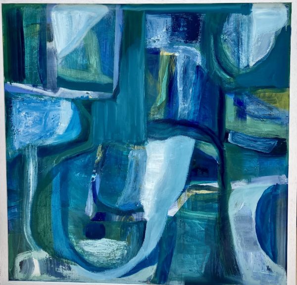 White Lotus, oil on canvas 72 x 72cm, wood frame White Lotus abstract