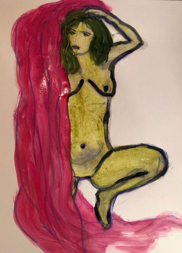 Attitude, mixed media painting on paper 60 x 42cm unframed Attitude painting