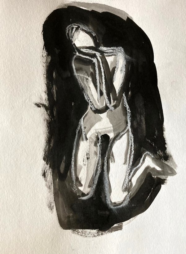 Black and White Woman, mixed media drawing on paper 42 x 30cm unframed Black and White Woman drawing