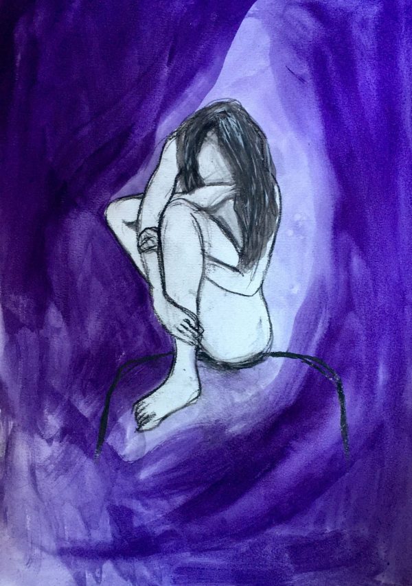 Her Secrets, drawing and watercolour on A3 art paper 42cm x 29.7cm 2020 Her Secrets drawing