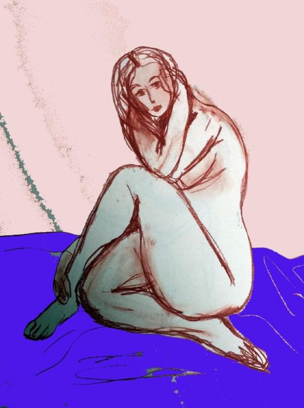 Just Relaxing, drawing painting and digital available as A4 or A3 print on Fine Art Paper or on canvas 2020 Just Relaxing drawing painting