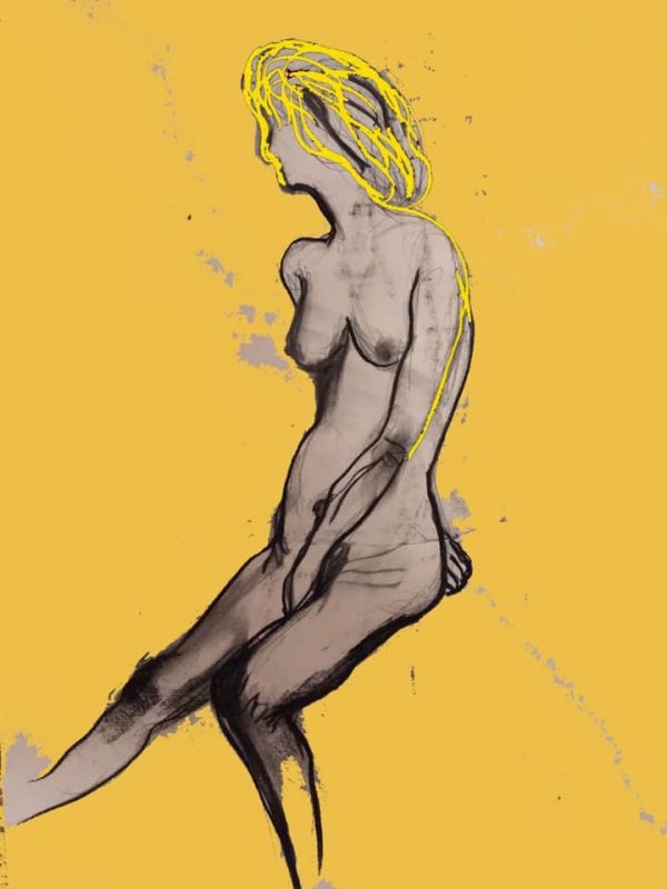 Sitting Woman I, drawing, painting and digital available as A4 or A3 print on Fine Art Paper or on canvas Sitting Woman drawing painting