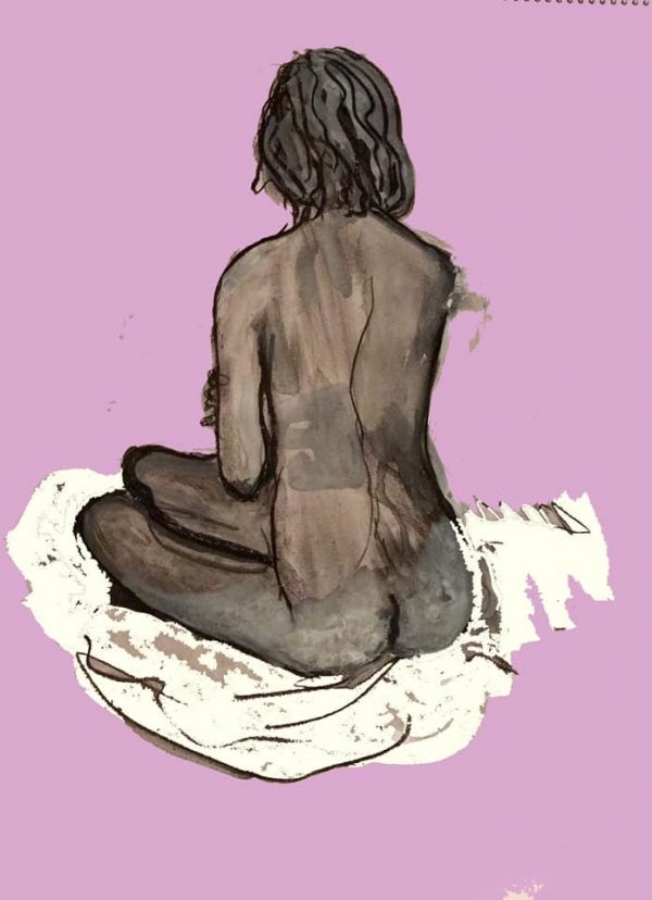 Sitting Woman II, drawing, painting and digital available as A4 or A3 print on Fine Art Paper or on canvas Sitting woman II drawing
