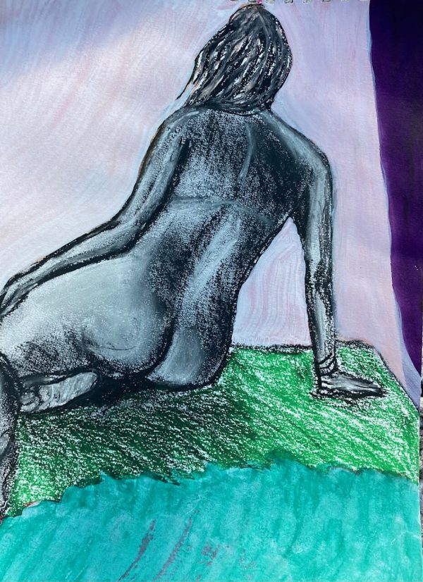 Tricolour Woman, mixed media drawing on paper 50 x 40cm with 5.5cm mount Tricolour Woman drawing