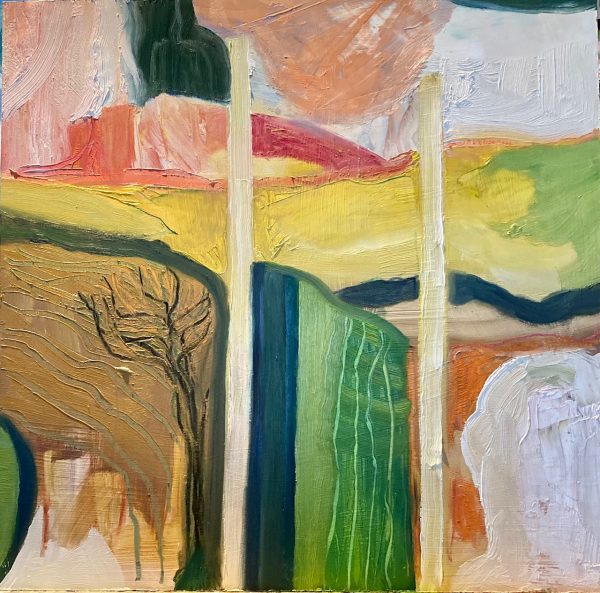 Abstract Landscape, oil on panel 50 x 50cm framed Abstract Landscape painting