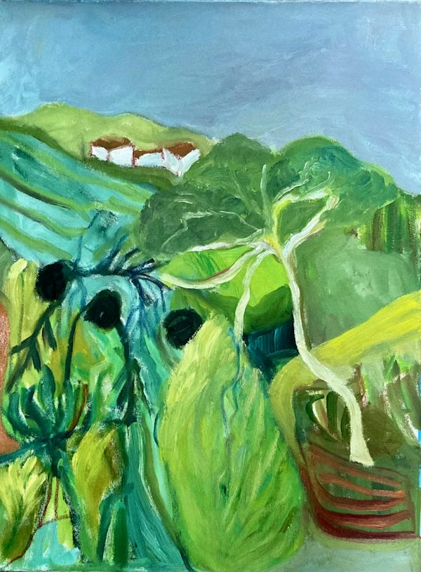 Botanical Gardens in Lloret de Mar Spain, oil on A2 oil paper Botanical Gardens in Lloret de Mar Spain painting