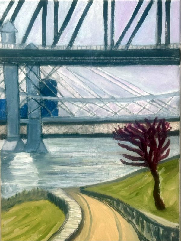 Bridges of Louisville, acrylics and oil on canvas 40 x 30cm Bridges of Louisville painting