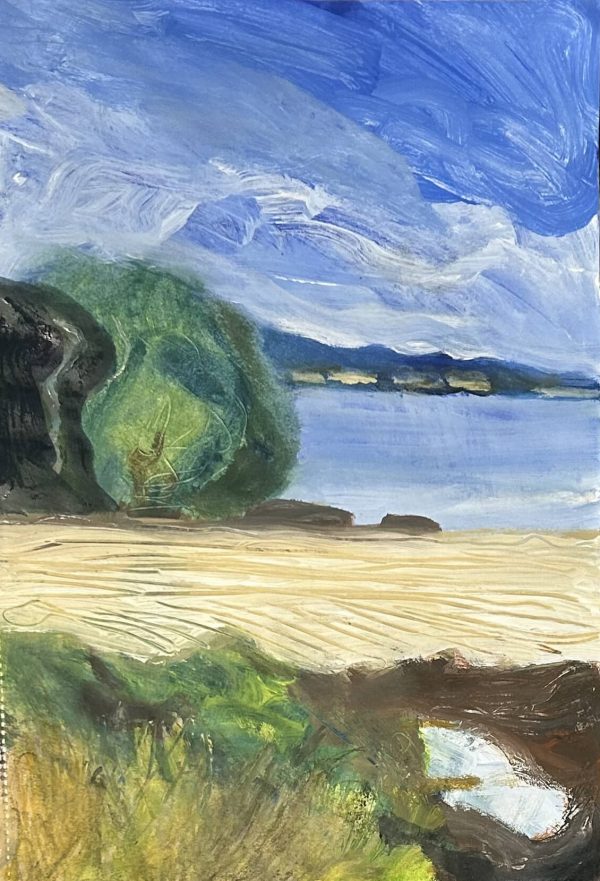 Field and View to the Firth, watercolours on paper A3 size Field and View to the Firth watercolour painting