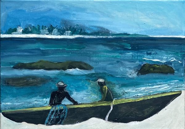 Fishermen and their Nets, acrylics on canvas 30cm x 40cm Fishermen and their Nets acrylic painting