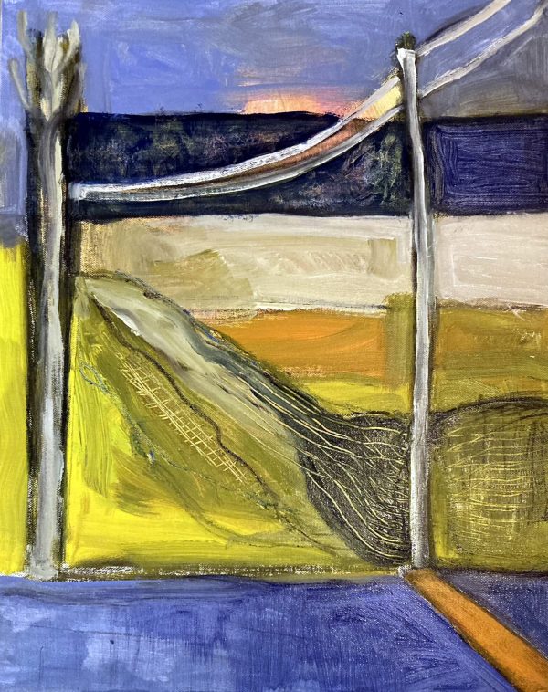 Pink Sunset, mixed media on canvas board 51 x 41cm framed Pink Sunset painting