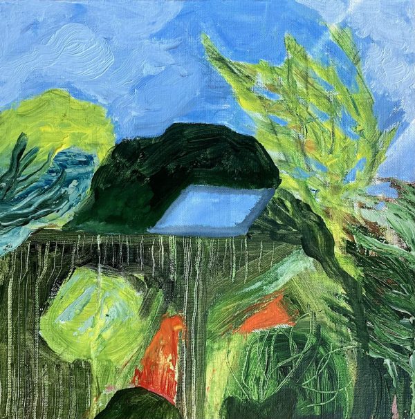 The Back of the Fence, acrylics on panel 30 x 30cm The Back of the Fence painting