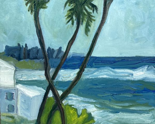 Three Palmtrees, oil on canvas 20cm x 30cm Three Palmtrees painting